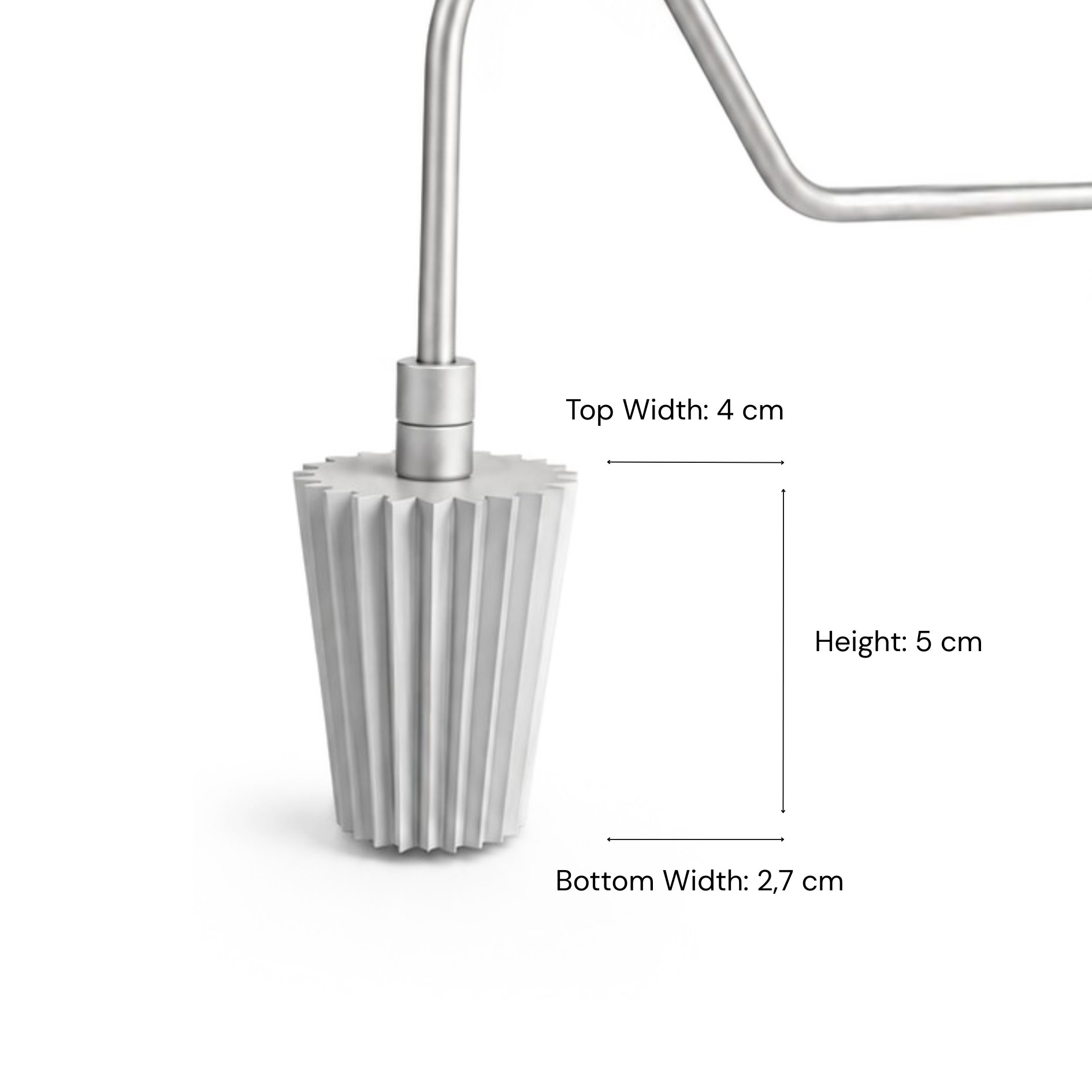 Close-up of Nordic Chefs croustade head showing dimensions and fluted design