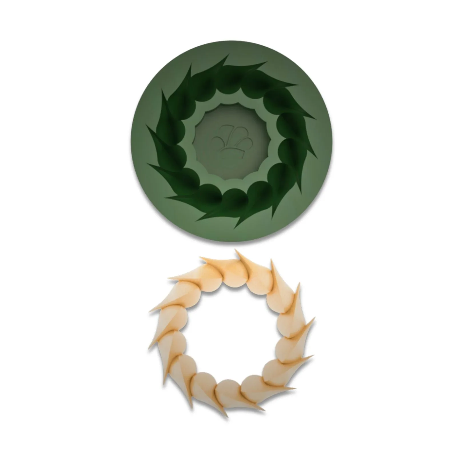 Green and orange circular patterns on white background.