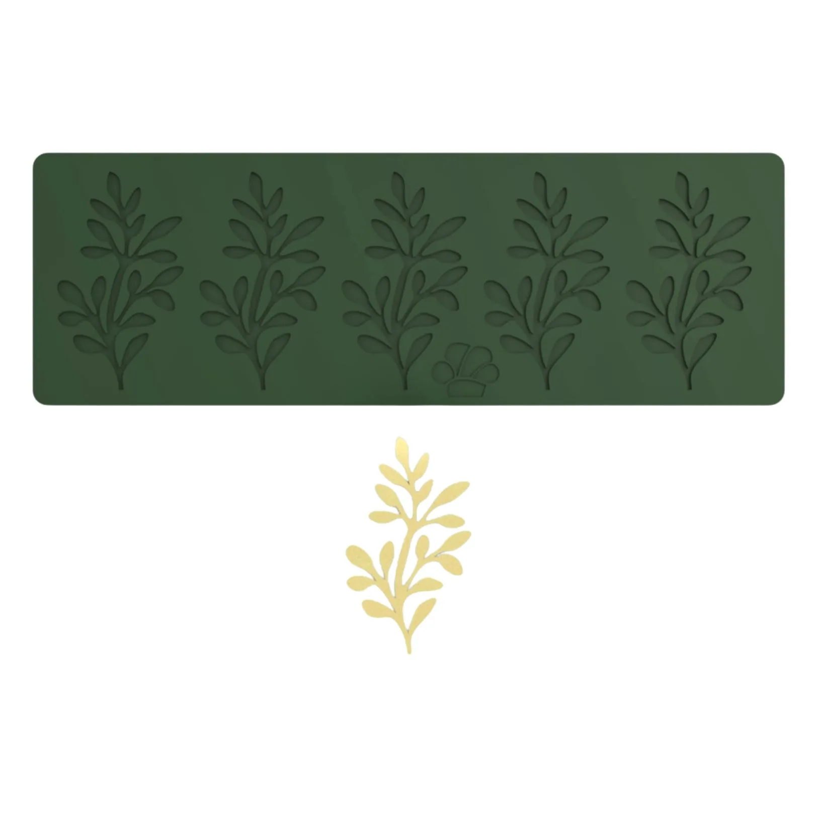 Green silicone leaf mold for baking or crafts.