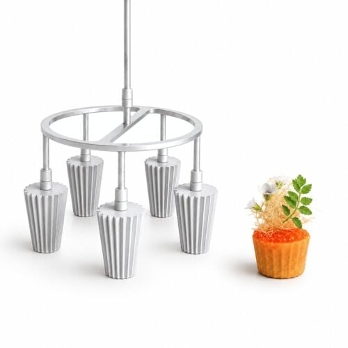 FiveMount Croustade Iron with single handle and croustade shell garnish for professional chefs