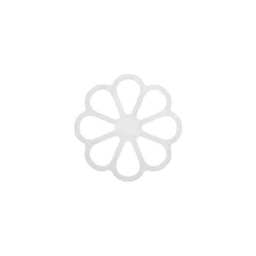 Hvid blomsterformet genstand af plast, otte kronblade