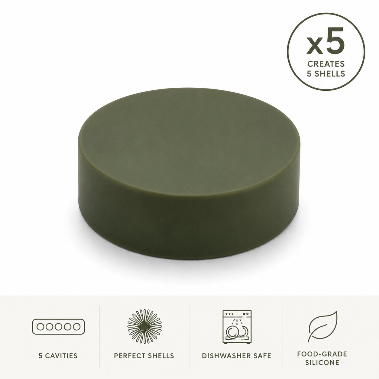 5 cavity shell insert for monaka & tart shells