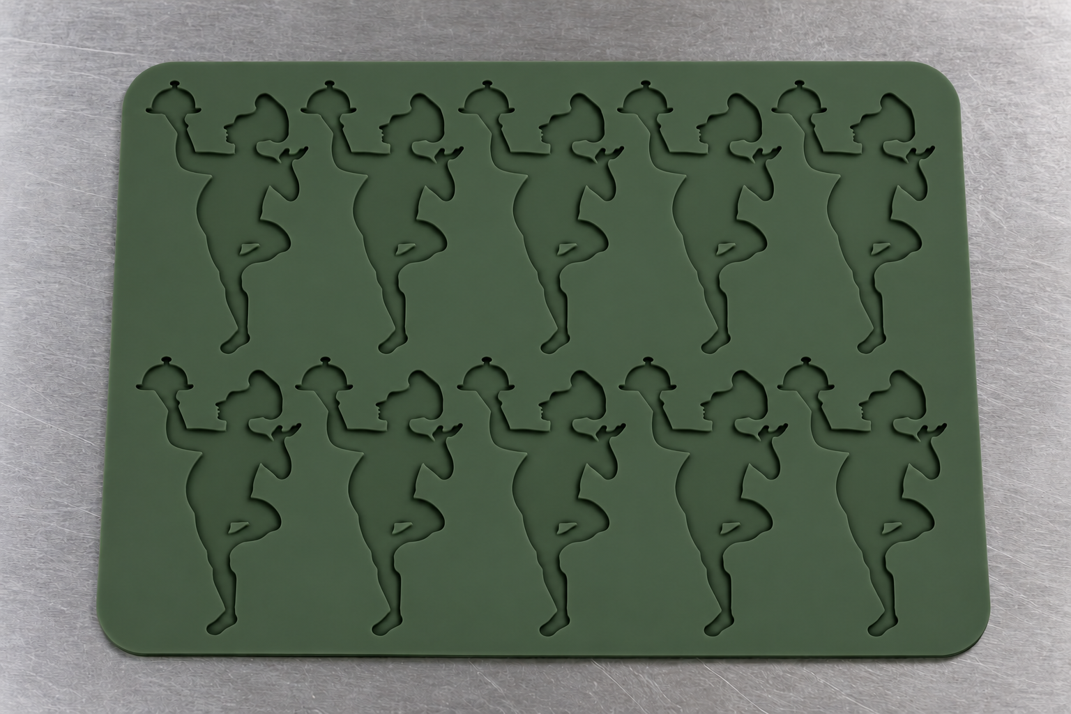 Custom Harlequin figure tuile mold design for Brdr. Price